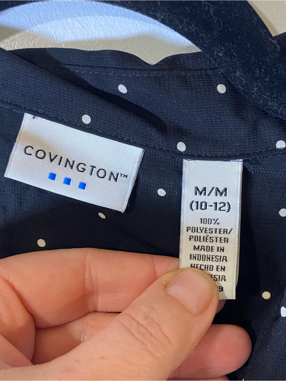 Covington Black White Polka Dot Blouse Career Office Core Preppy Top M 10-12 - Picture 3 of 10